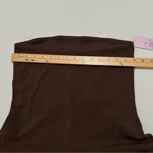 NWT Wild Fable Women's Strapless Bubble Hem Mini Babydoll Dress- Dark Brown M - Picture 7 of 9